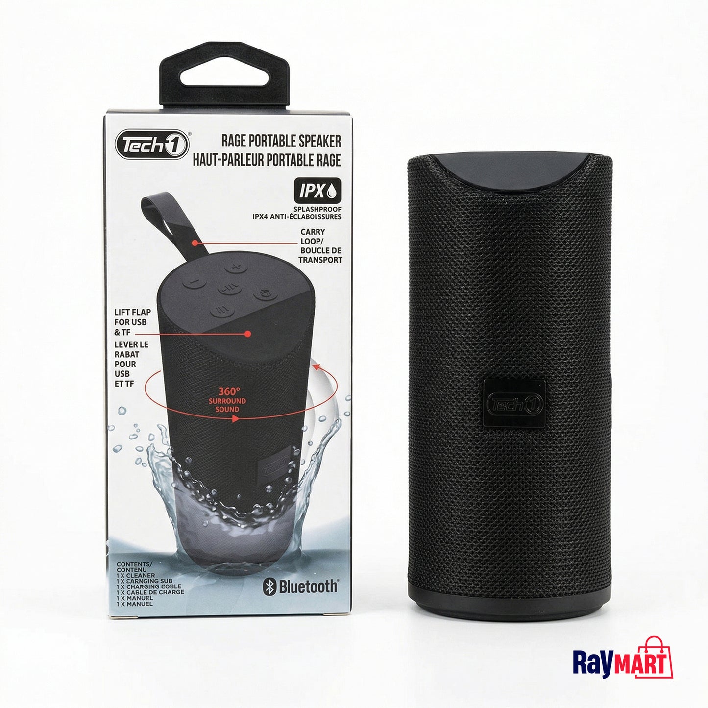 Tech1 Rage Portable Bluetooth Speaker – 360° Surround Sound
