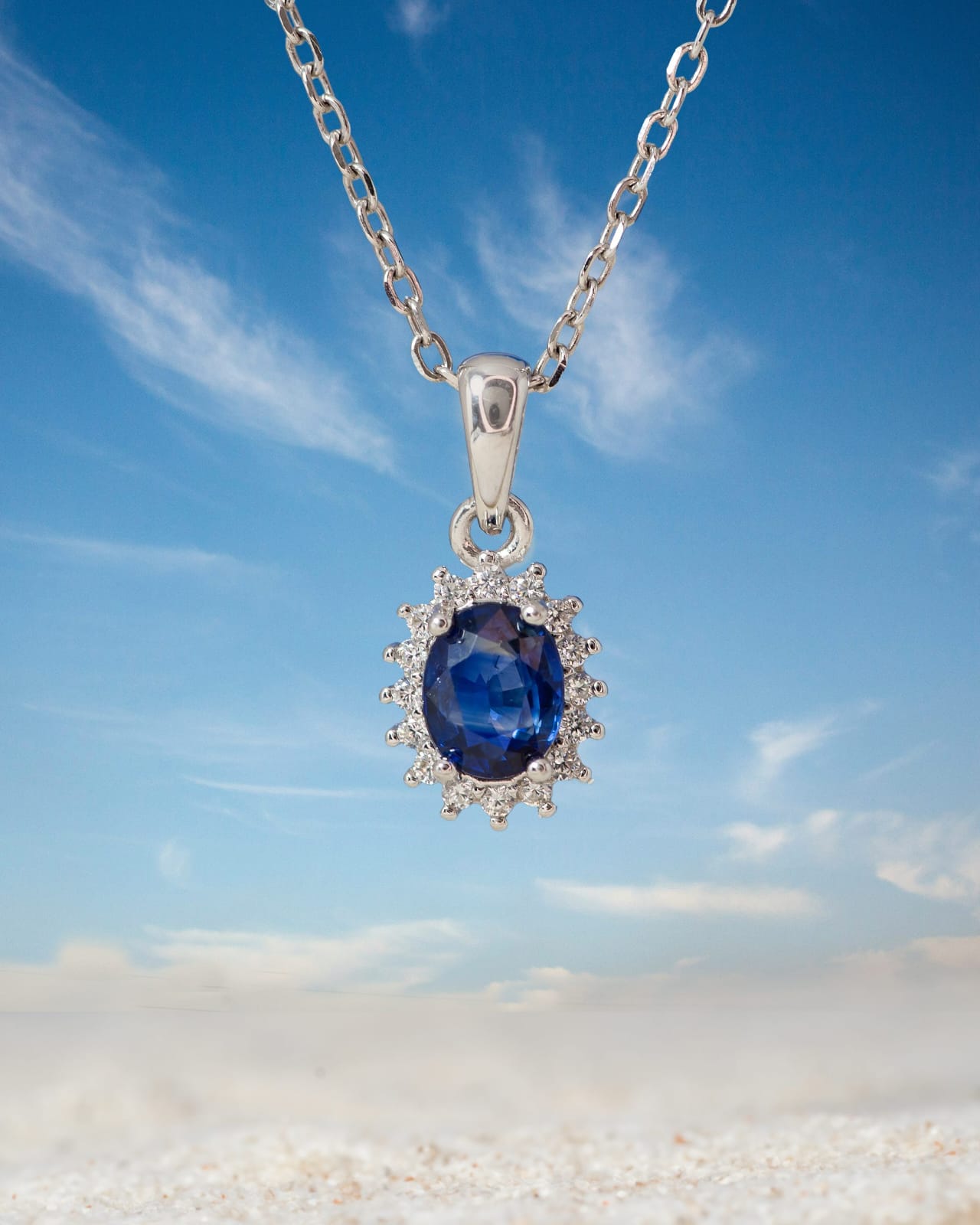 Moonlit Sapphire Blue Sapphire Pendant